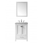 Eviva Aberdeen 24" White Transitional Bathroom Vanity w/ White Carrara Top