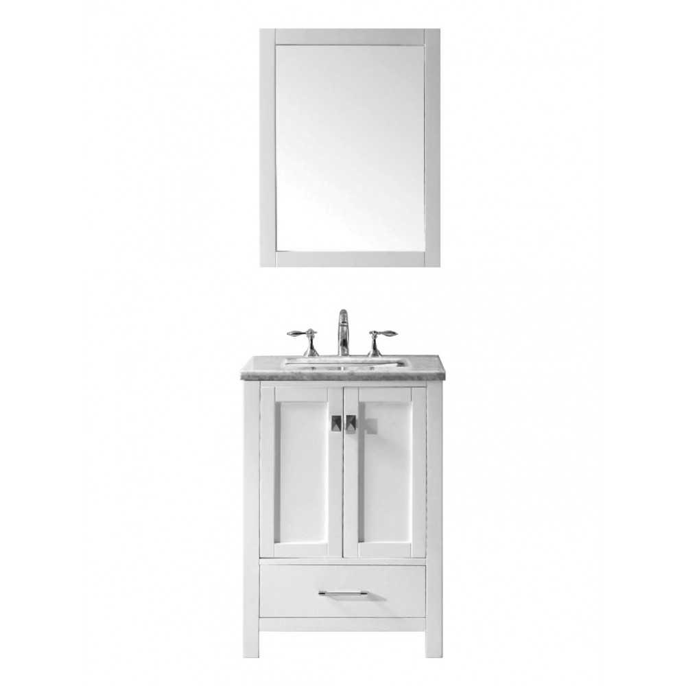 Eviva Aberdeen 24" White Transitional Bathroom Vanity w/ White Carrara Top