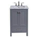 Eviva Aberdeen 30" Gray Transitional Bathroom Vanity w/ White Carrara Top