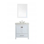 Eviva Aberdeen 30" White Transitional Bathroom Vanity w/ White Carrara Top