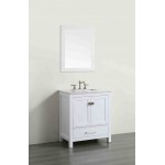 Eviva Aberdeen 30" White Transitional Bathroom Vanity w/ White Carrara Top