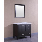 Eviva Aberdeen 36" Espresso Transitional Bathroom Vanity w/ White Carrara Top