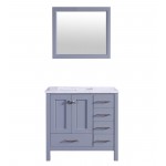 Eviva Aberdeen 36" Gray Transitional Bathroom Vanity w/ White Carrara Top