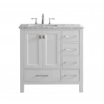 Eviva Aberdeen 36" White Transitional Bathroom Vanity w/ White Carrara Top