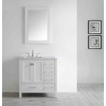 Eviva Aberdeen 36" White Transitional Bathroom Vanity w/ White Carrara Top