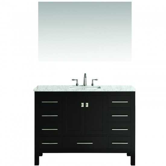 Eviva Aberdeen 42" Espresso Transitional Bathroom Vanity w/ White Carrara Top