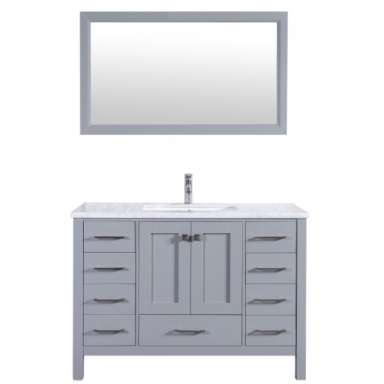 Eviva Aberdeen 42" Gray Transitional Bathroom Vanity w/ White Carrara Top