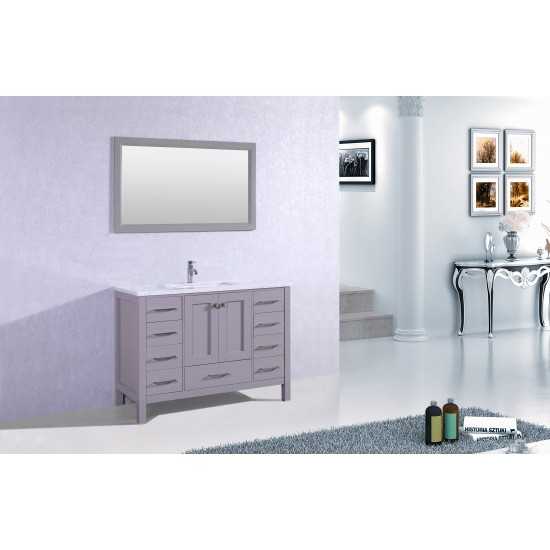 Eviva Aberdeen 42" Gray Transitional Bathroom Vanity w/ White Carrara Top