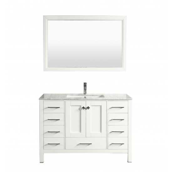 Eviva Aberdeen 42" White Transitional Bathroom Vanity w/ White Carrara Top