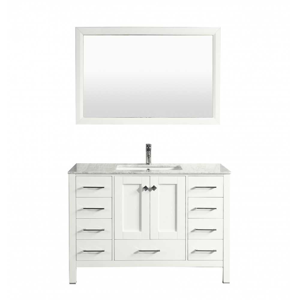 Eviva Aberdeen 42" White Transitional Bathroom Vanity w/ White Carrara Top