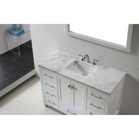 Eviva Aberdeen 42" White Transitional Bathroom Vanity w/ White Carrara Top