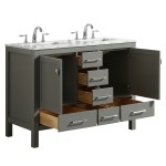 Eviva Aberdeen 48" Gray Transitional Double Sink Bathroom Vanity w/ White Carrara Top