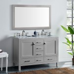 Eviva Aberdeen 48" Gray Transitional Double Sink Bathroom Vanity w/ White Carrara Top