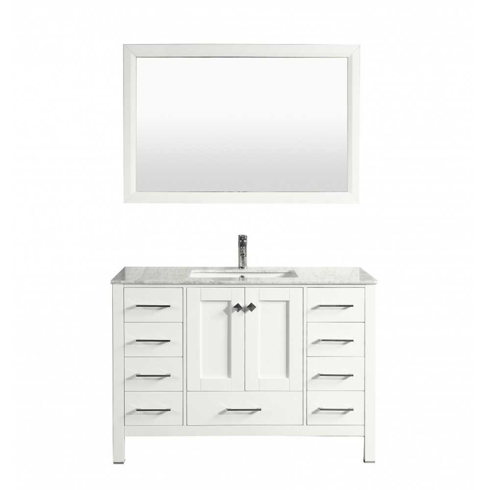 Eviva Aberdeen 48" White Transitional Bathroom Vanity w/ White Carrara Top