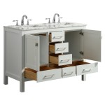 Eviva Aberdeen 48" White Transitional Double Sink Bathroom Vanity w/ White Carrara Top