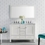 Eviva Aberdeen 48" White Transitional Double Sink Bathroom Vanity w/ White Carrara Top