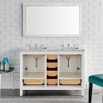 Eviva Aberdeen 48" White Transitional Double Sink Bathroom Vanity w/ White Carrara Top