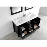 Eviva Aberdeen 60" Espresso Transitional Double Sink Bathroom Vanity w/ White Carrara Top