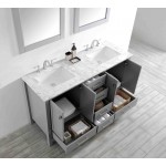 Eviva Aberdeen 60" Gray Transitional Double Sink Bathroom Vanity w/ White Carrara Top