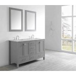 Eviva Aberdeen 60" Gray Transitional Double Sink Bathroom Vanity w/ White Carrara Top