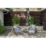 Boca Raton Outdoor Side Table, Arm Chair Pair and Two Ottomans by homestyles