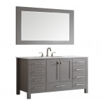 Eviva Aberdeen 60" Gray Transitional Single Sink Bathroom Vanity w/ White Carrara Top