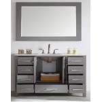 Eviva Aberdeen 60" Gray Transitional Single Sink Bathroom Vanity w/ White Carrara Top