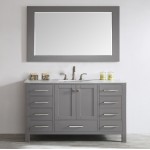 Eviva Aberdeen 60" Gray Transitional Single Sink Bathroom Vanity w/ White Carrara Top