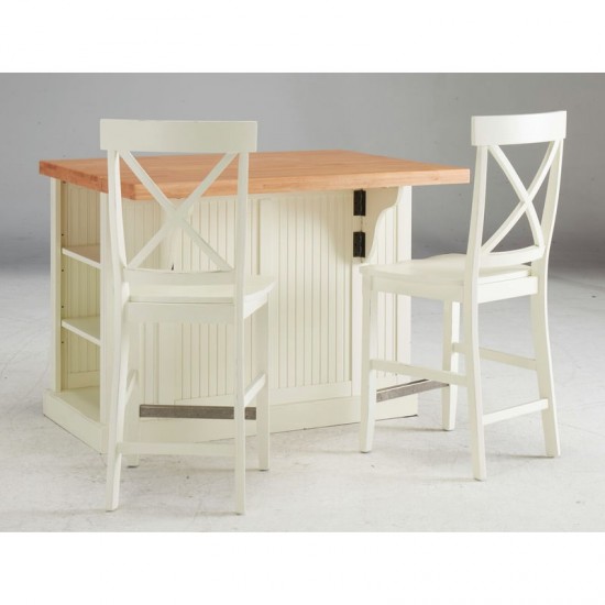 Hartford 3 Piece Kitchen Island Set by homestyles, Off-White