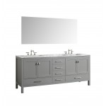 Eviva Aberdeen 72" Gray Transitional Double Sink Bathroom Vanity w/ White Carrara Top