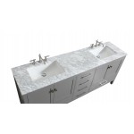 Eviva Aberdeen 72" Gray Transitional Double Sink Bathroom Vanity w/ White Carrara Top