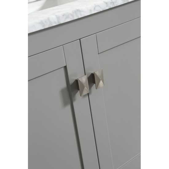 Eviva Aberdeen 72" Gray Transitional Double Sink Bathroom Vanity w/ White Carrara Top