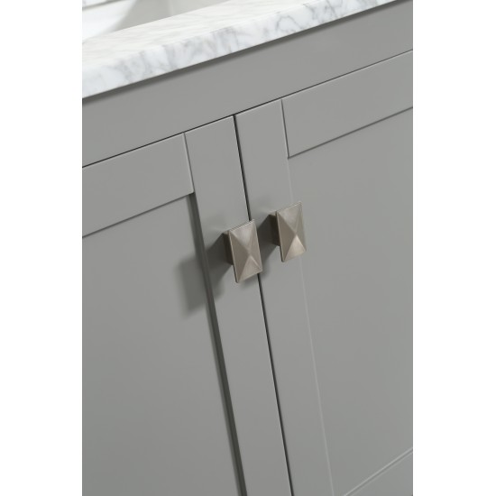 Eviva Aberdeen 78" Gray Transitional Double Sink Bathroom Vanity w/ White Carrara Top