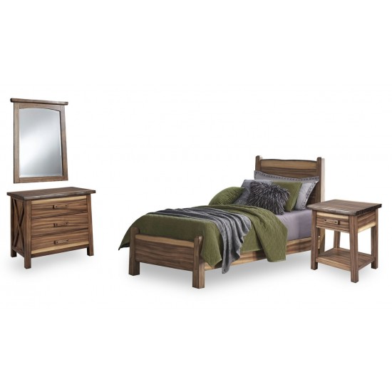 Forest Retreat Twin Bed, Nightstand, Chest, and Mirror by homestyles