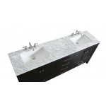 Eviva Aberdeen 84" Espresso Transitional Double Sink Bathroom Vanity w/ White Carrara Top