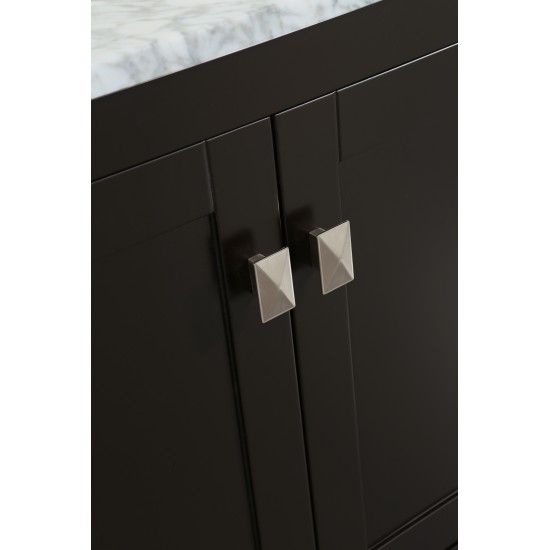 Eviva Aberdeen 84" Espresso Transitional Double Sink Bathroom Vanity w/ White Carrara Top