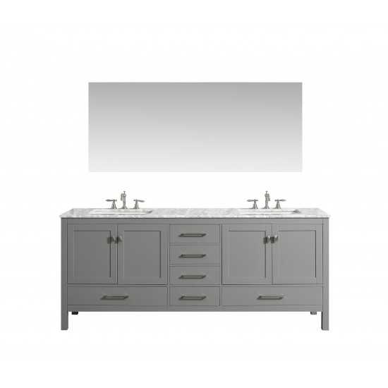 Eviva Aberdeen 84" Gray Transitional Double Sink Bathroom Vanity w/ White Carrara Top