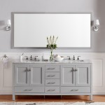 Eviva Aberdeen 84" Gray Transitional Double Sink Bathroom Vanity w/ White Carrara Top