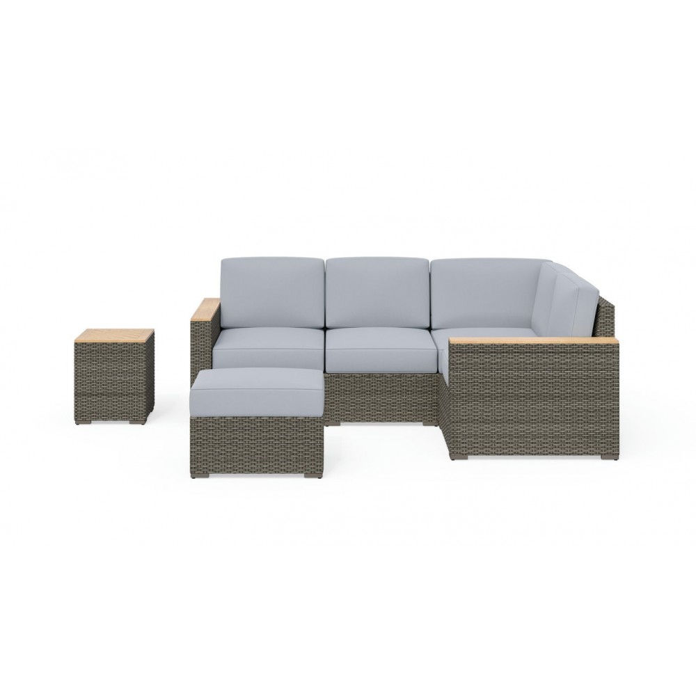 Boca Raton Outdoor 4 Seat Sectional, Ottoman and Side Table by homestyles