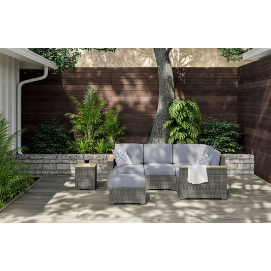 Boca Raton Outdoor 4 Seat Sectional, Ottoman and Side Table by homestyles