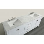 Eviva Aberdeen 84" White Transitional Double Sink Bathroom Vanity w/ White Carrara Top