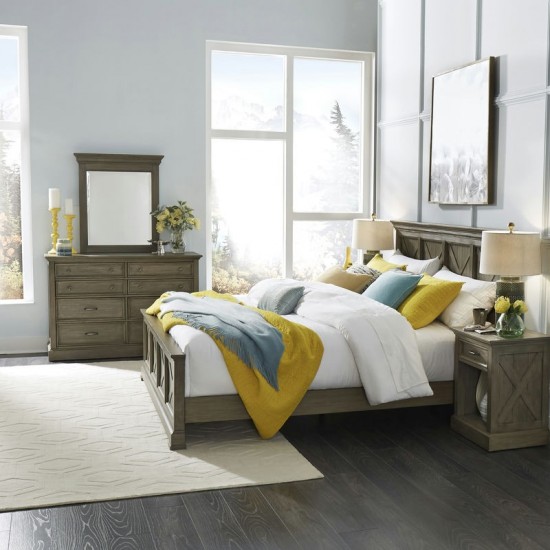 Walker King Bed, Nightstand and Dresser with Mirror by homestyles