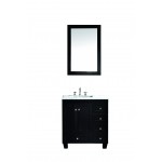 Eviva Acclaim 28" Espresso Transitional Bathroom Vanity w/ White Carrara Top