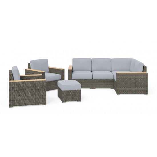 Boca Raton Outdoor 4 Seat Sectional, Arm Chair Pair and Ottoman by homestyles