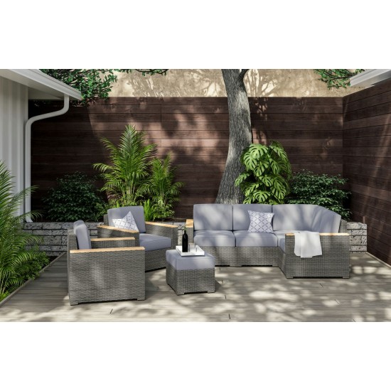 Boca Raton Outdoor 4 Seat Sectional, Arm Chair Pair and Ottoman by homestyles