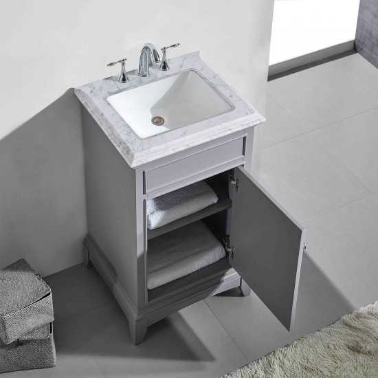 Eviva Elite Princeton 24" Gray Bathroom Vanity w/ Double Ogee Edge White Carrara Top