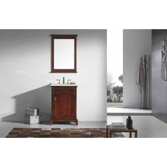 Eviva Elite Princeton 24" Teak Bathroom Vanity w/ Double Ogee Edge Crema Marfil Top