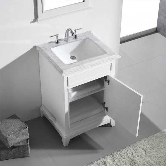 Eviva Elite Princeton 24" White Bathroom Vanity w/ Double Ogee Edge White Carrara Top