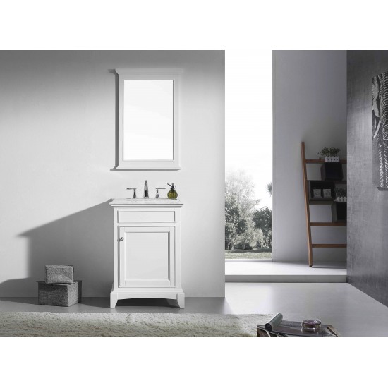 Eviva Elite Princeton 24" White Bathroom Vanity w/ Double Ogee Edge White Carrara Top