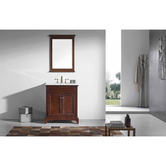 Eviva Elite Princeton 30" Teak Bathroom Vanity w/ Double Ogee Edge Crema Marfil Top